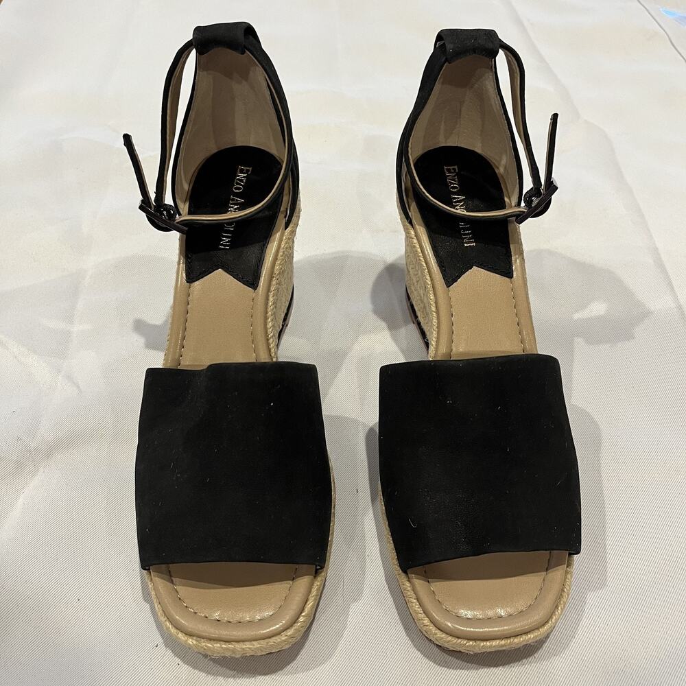 Enzo Angiolini Espadrille Wedges Womens Size 8 Medium Petrina Leather Sandals Sh